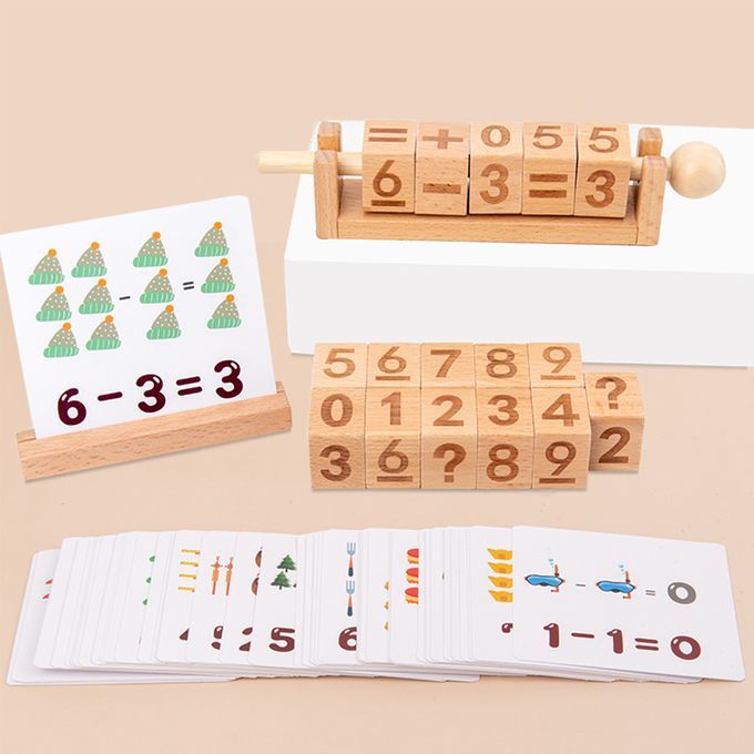 Wooden Number Blocks Moveable Spinning Number Matching