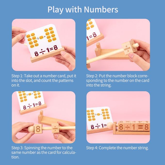 Wooden Number Blocks Moveable Spinning Number Matching
