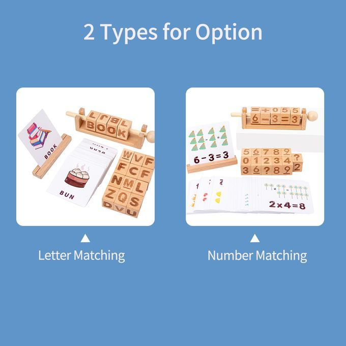 Wooden Number Blocks Moveable Spinning Number Matching