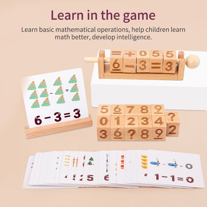 Wooden Number Blocks Moveable Spinning Number Matching