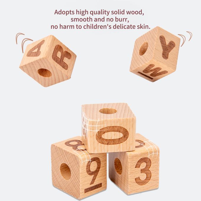 Wooden Number Blocks Moveable Spinning Number Matching