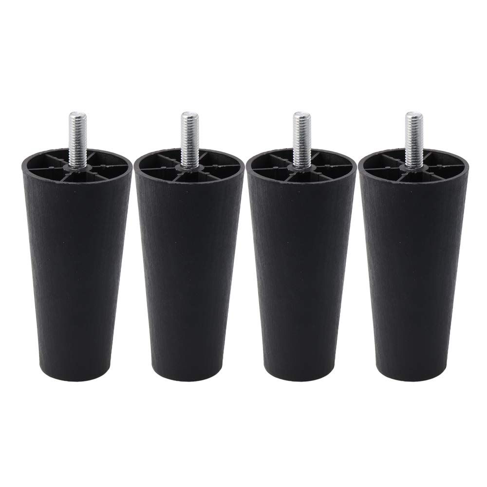 4pcs Round Tapered Black Plastic Furniture Legs Feet High 40 65 90 100 120MM With M8*25 Thread Shank For Sofa Couch And Chair-6 Pcs