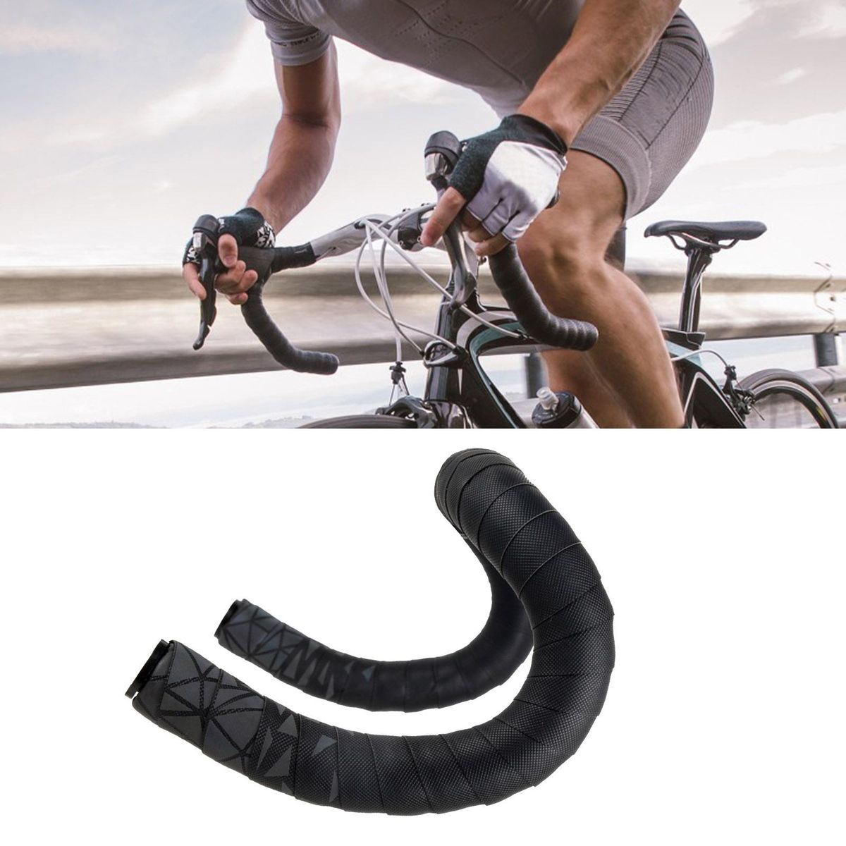 Handlebar Grip Tape Bicycle Road Bicycle Bike Handlebar Tape Reflective Black