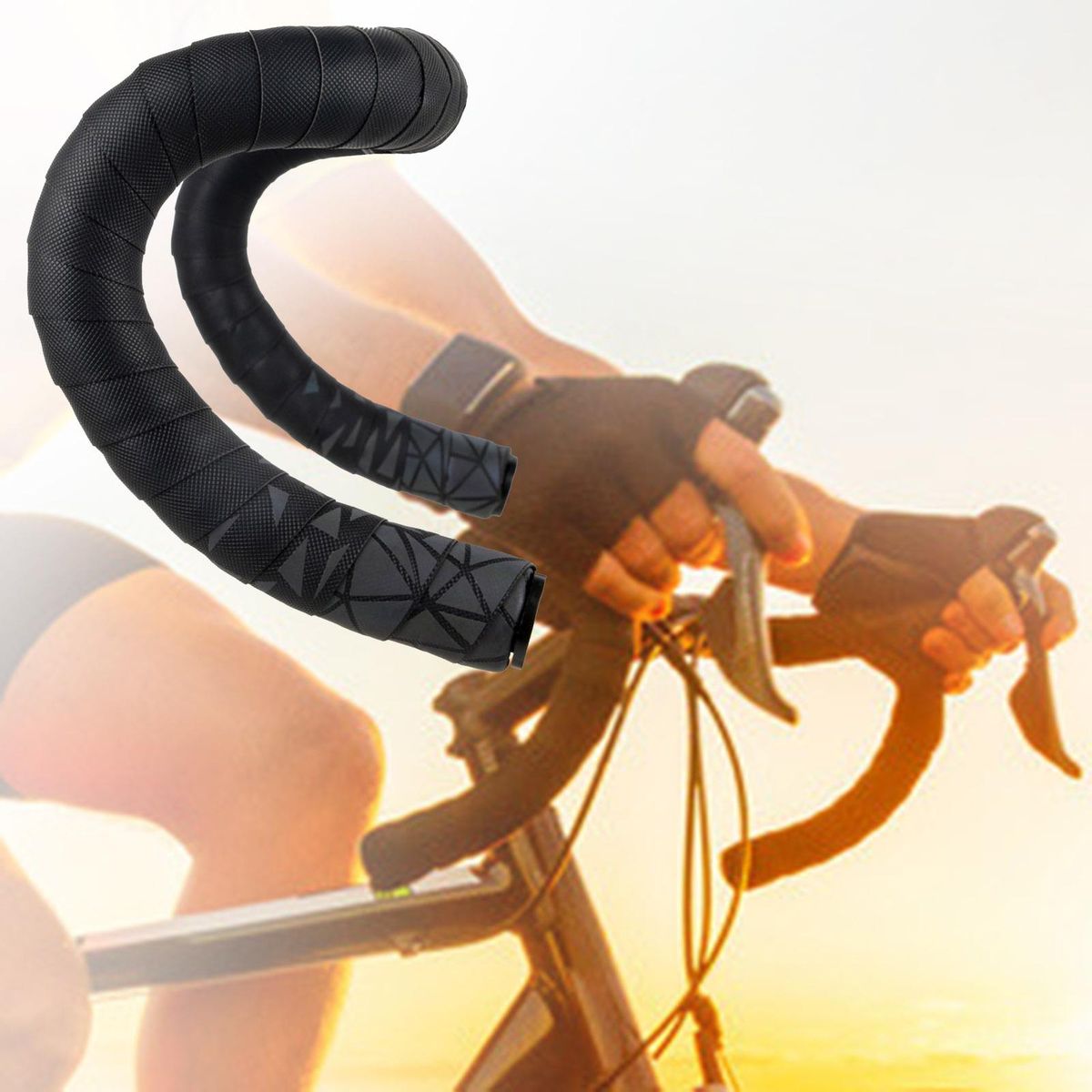 Handlebar Grip Tape Bicycle Road Bicycle Bike Handlebar Tape Reflective Black