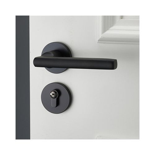 Black-Black Space Aluminum Door Handle Interior / Bedroom Door Lock Split Silent Door Lock ,Door Hardware