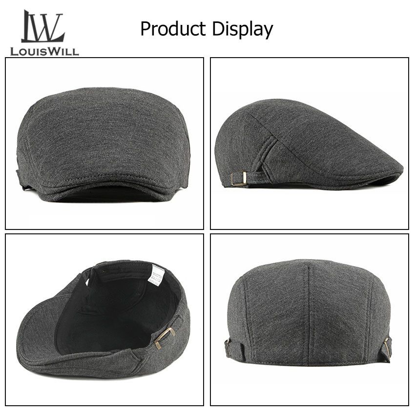 LouisWill Men Beret Cotton Knitted Hat Autumn And Winter Cap