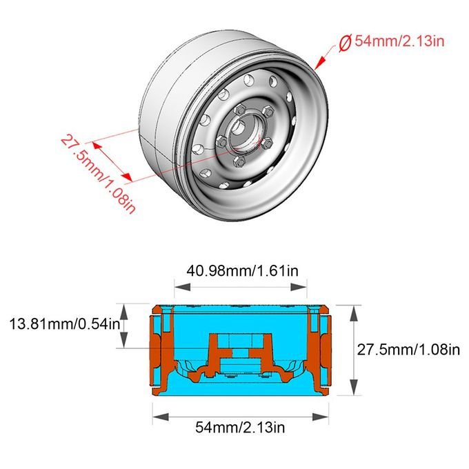 GR  2p S 1.9in H Wheel Hub Rim Beadlo K For TRX-4 TRX4 Defender Bron O D90-primary