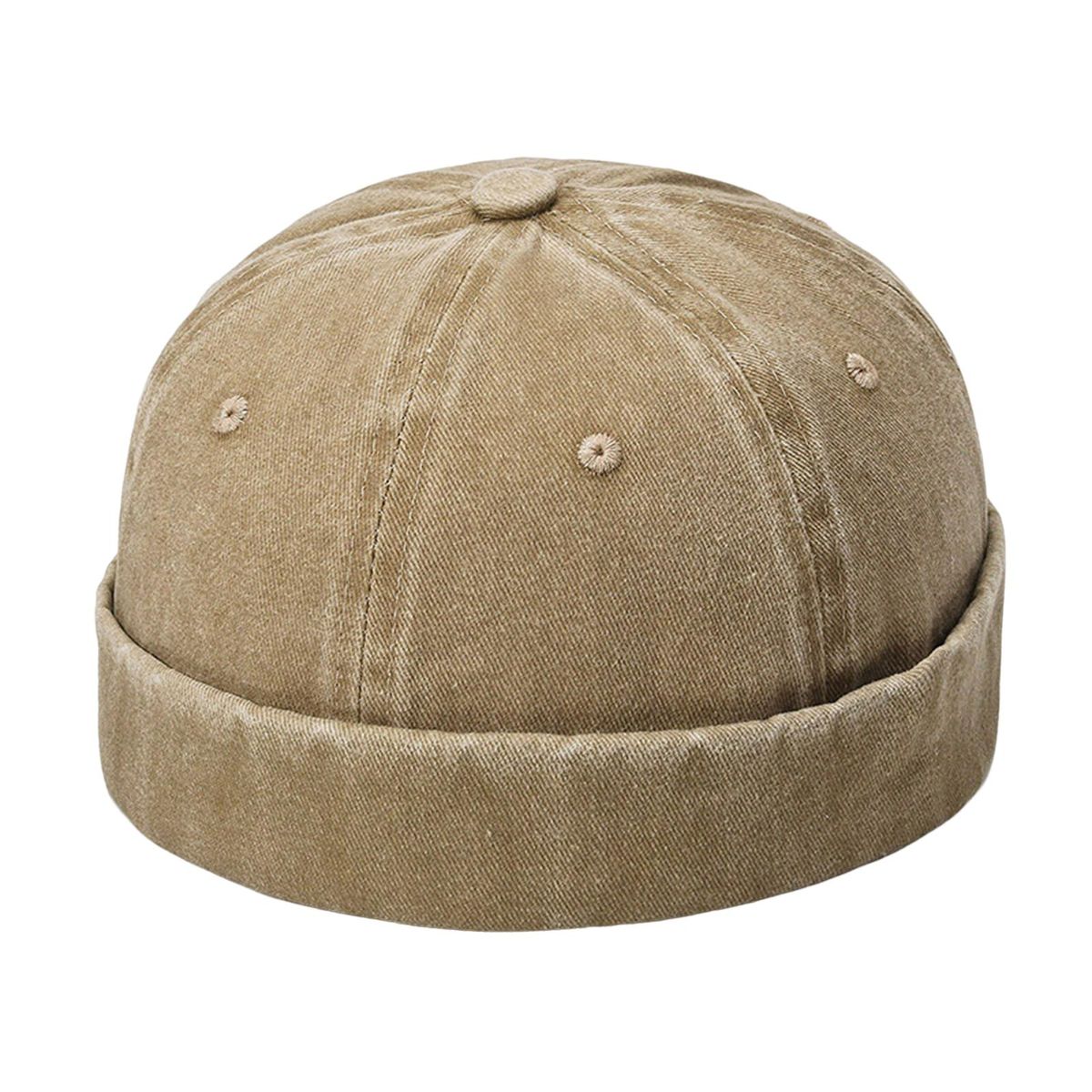 Men Beanie Hat Vintage Washable Autumn Beanie Khaki