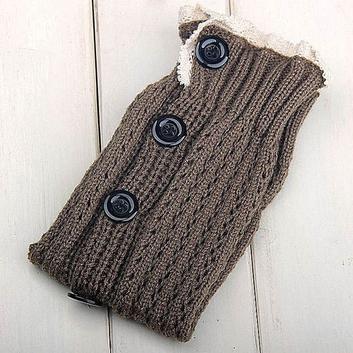 Winter Women's Open Weave Button Leg Warmer Boot Socks (Khaki)