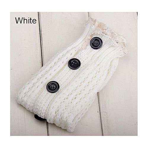 Winter Women's Open Weave Button Leg Warmer Boot Socks (Khaki)
