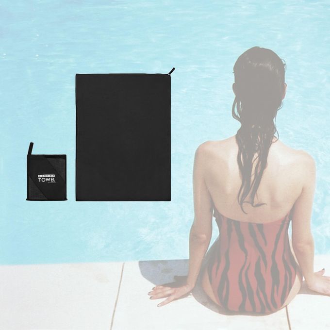 Microfiber Towel Anti-Bacterial 3 Sizes Soft For Travel Black 40x80cm