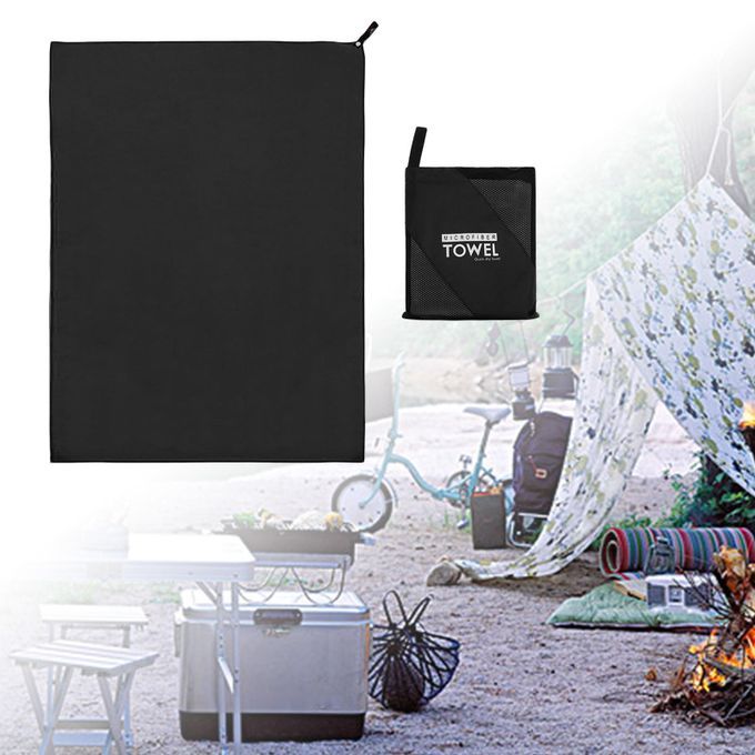 Microfiber Towel Anti-Bacterial 3 Sizes Soft For Travel Black 40x80cm