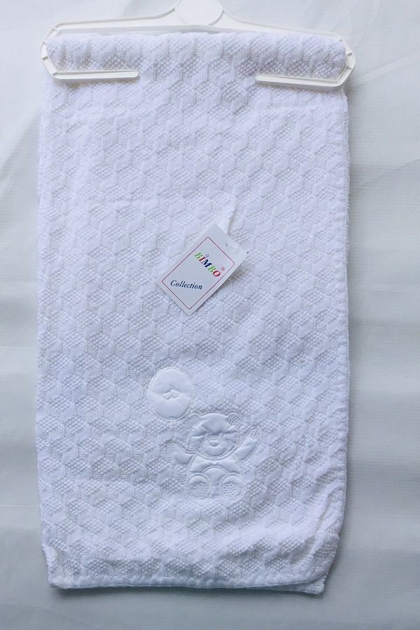 Christening Baby Shawl Honey Comb- White