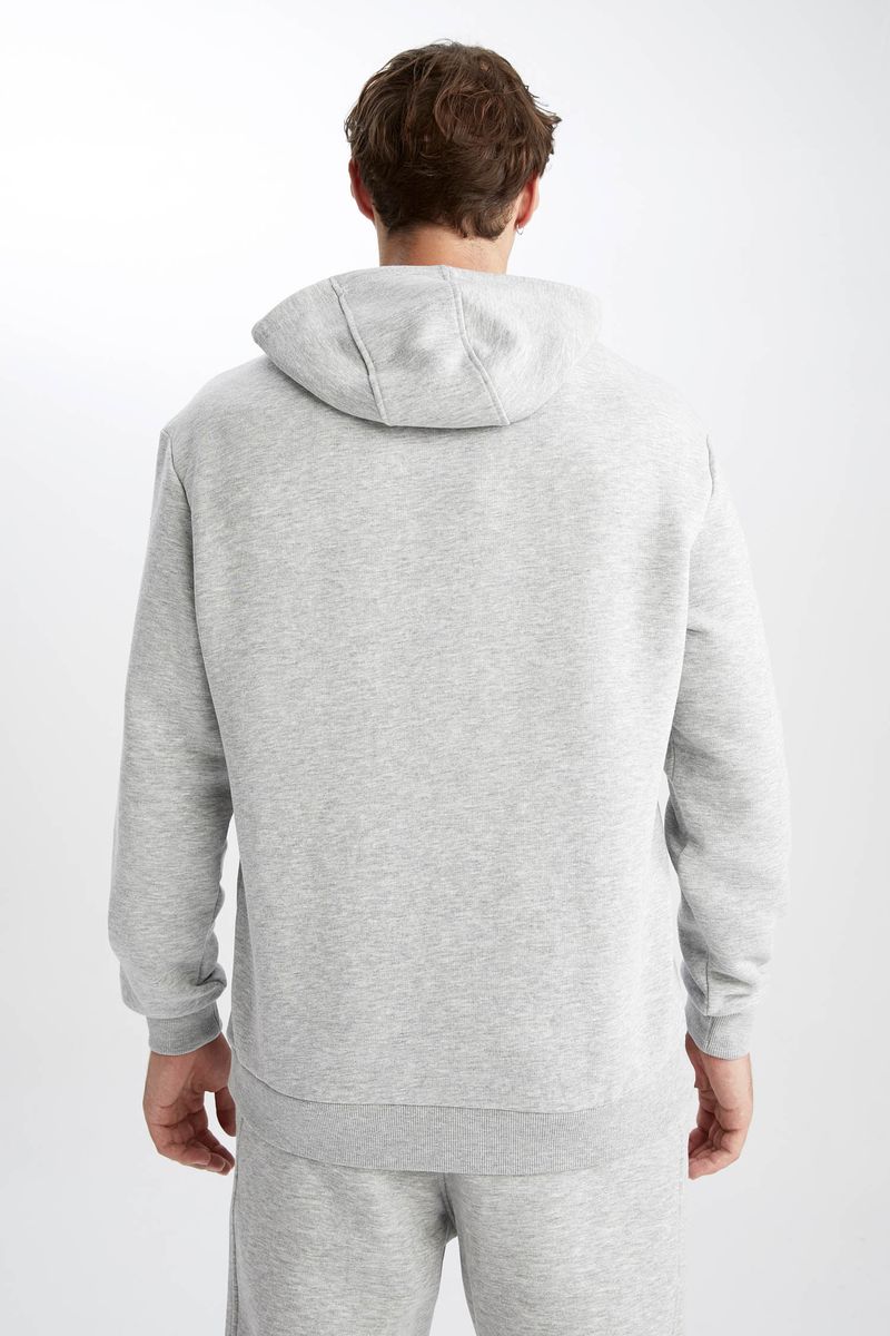 Man - Hooded Standart Fit Knitted Sweat Shirt-Grey