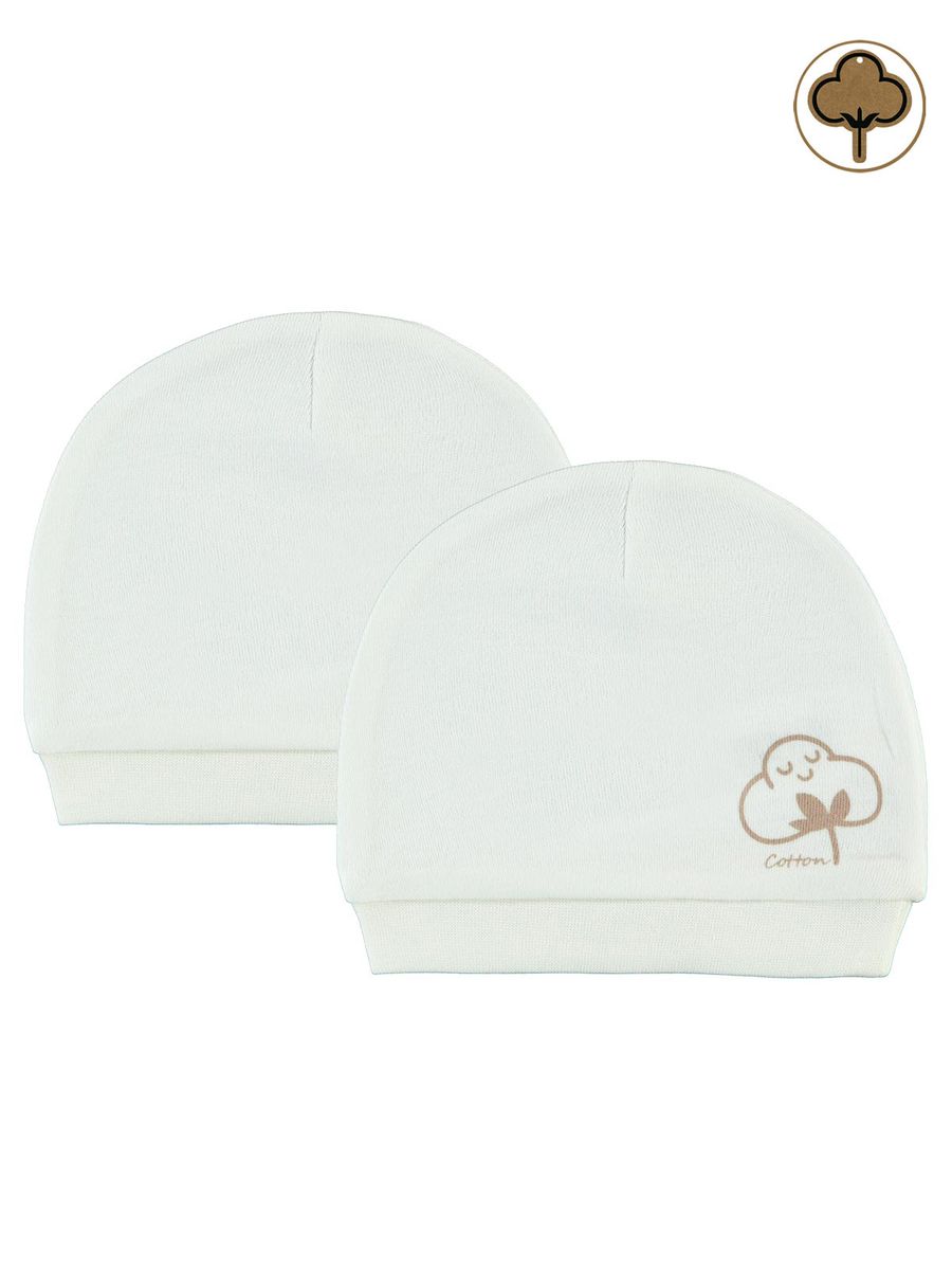 Baby Boy Girl Cotton Hat Set 2pk Cream