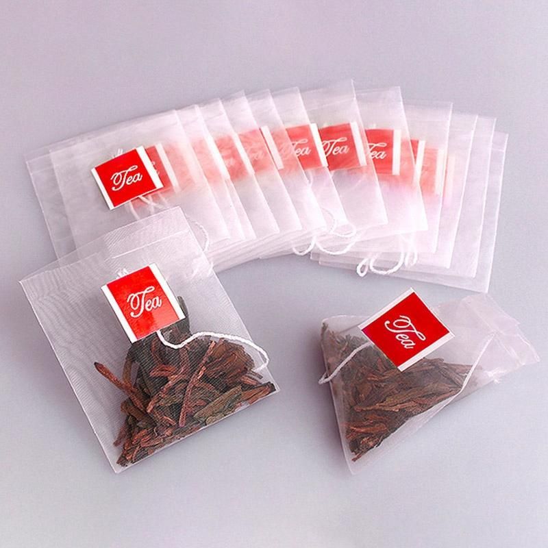 100Pcs Tea Bag Infuser with  Heal Seal 7 x 6cm Sachet Filter Paper Nylon Teabags Empty Tea Bags