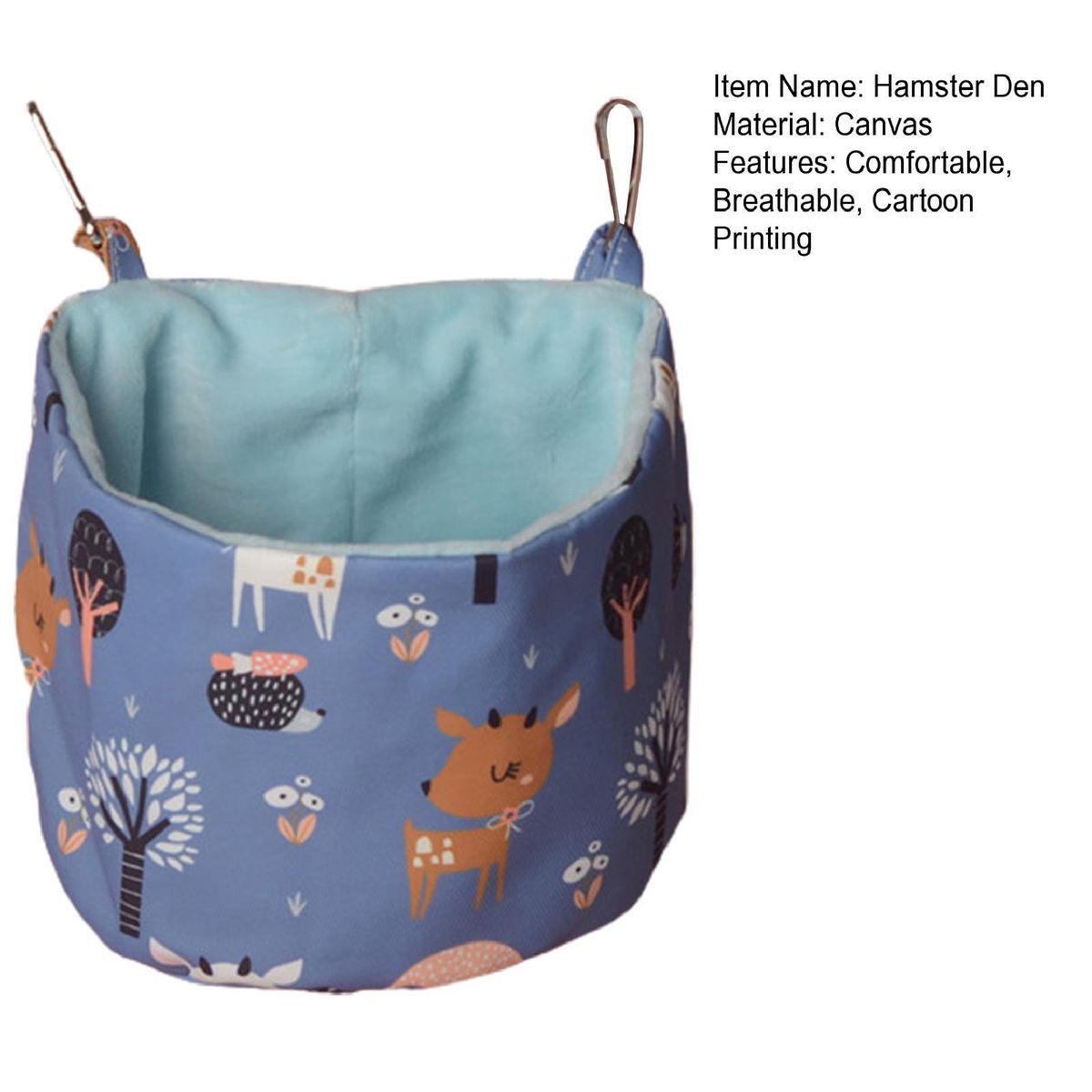 Hamster Hammock Cartoon Bear Pattern Small Animal Squirrel Sleeping Nest Blue