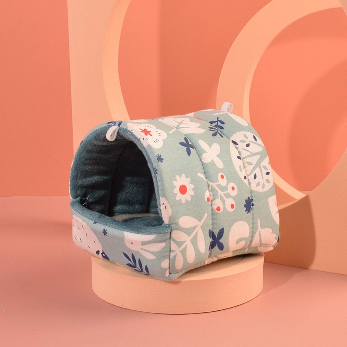 Small Pet Kennel Elephant Pattern Hamster Bed Cyan