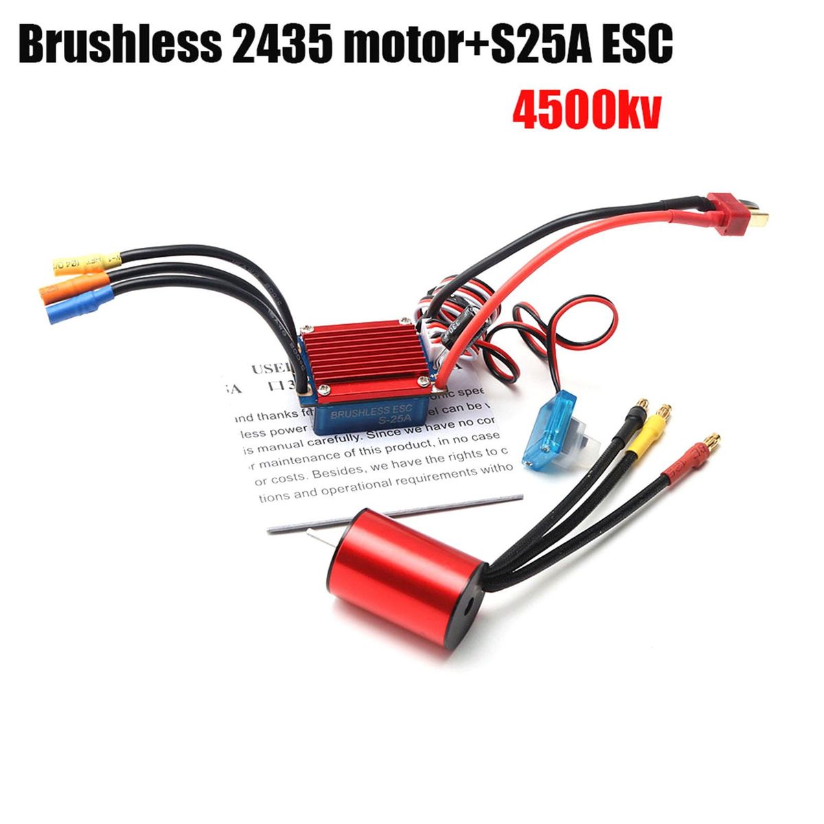 S2435 4500KV Brushless Motor 4P Sensorless 25A Brushless ESC Electric Speed Controller for 1/16 1/18 RC Car Truck