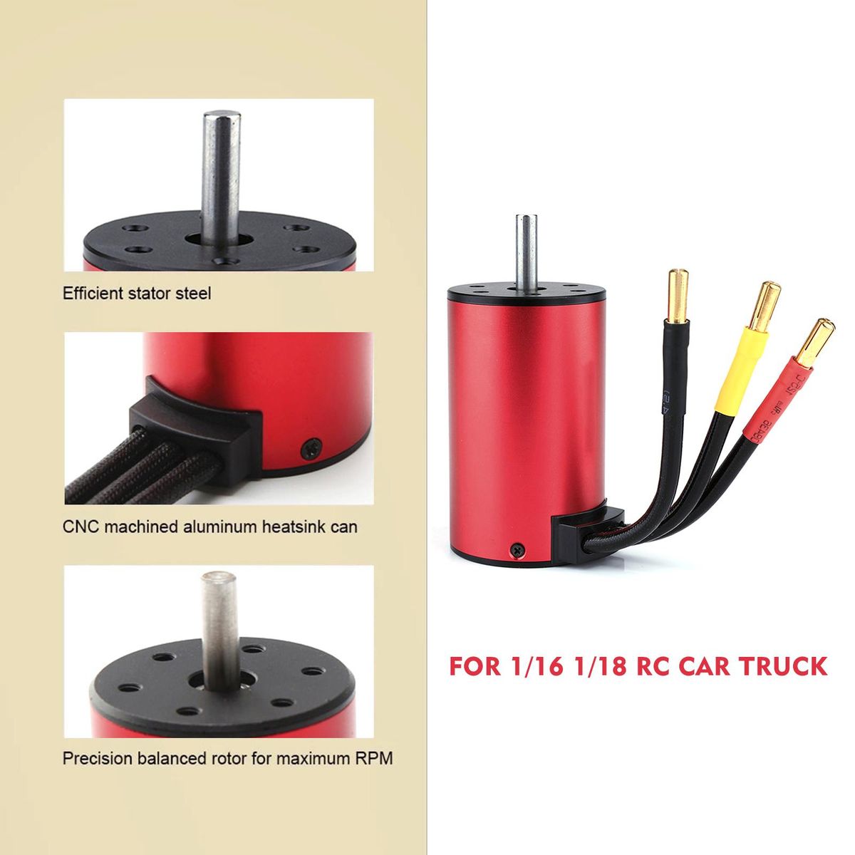 S2435 4500KV Brushless Motor 4P Sensorless 25A Brushless ESC Electric Speed Controller for 1/16 1/18 RC Car Truck