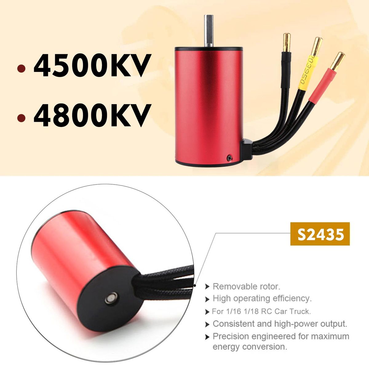 S2435 4500KV Brushless Motor 4P Sensorless 25A Brushless ESC Electric Speed Controller for 1/16 1/18 RC Car Truck