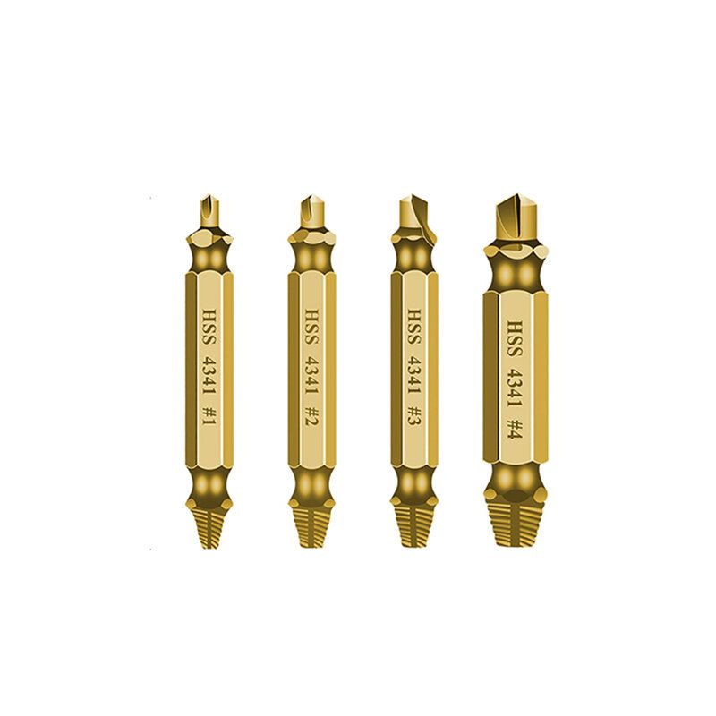 4PCS Titanium/Natural Color HSS Damaged Screw Extractor