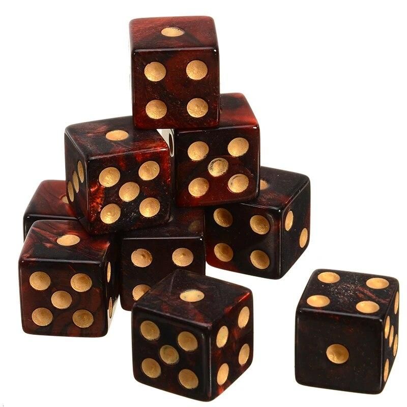 New Arrival 10Pcs/Set New Colorful 6 Sided Dice Pearl Gem Dices 16mm Playing Table Game Entertainment Supplies