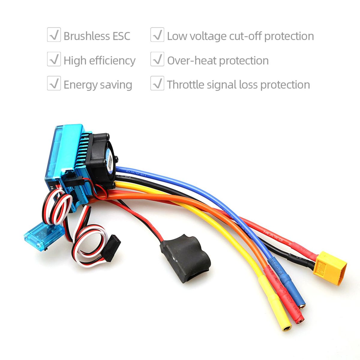 120A Sensored Brushless ESC Electric Speed Controller with BEC XT60 Connector for RC Car Boat