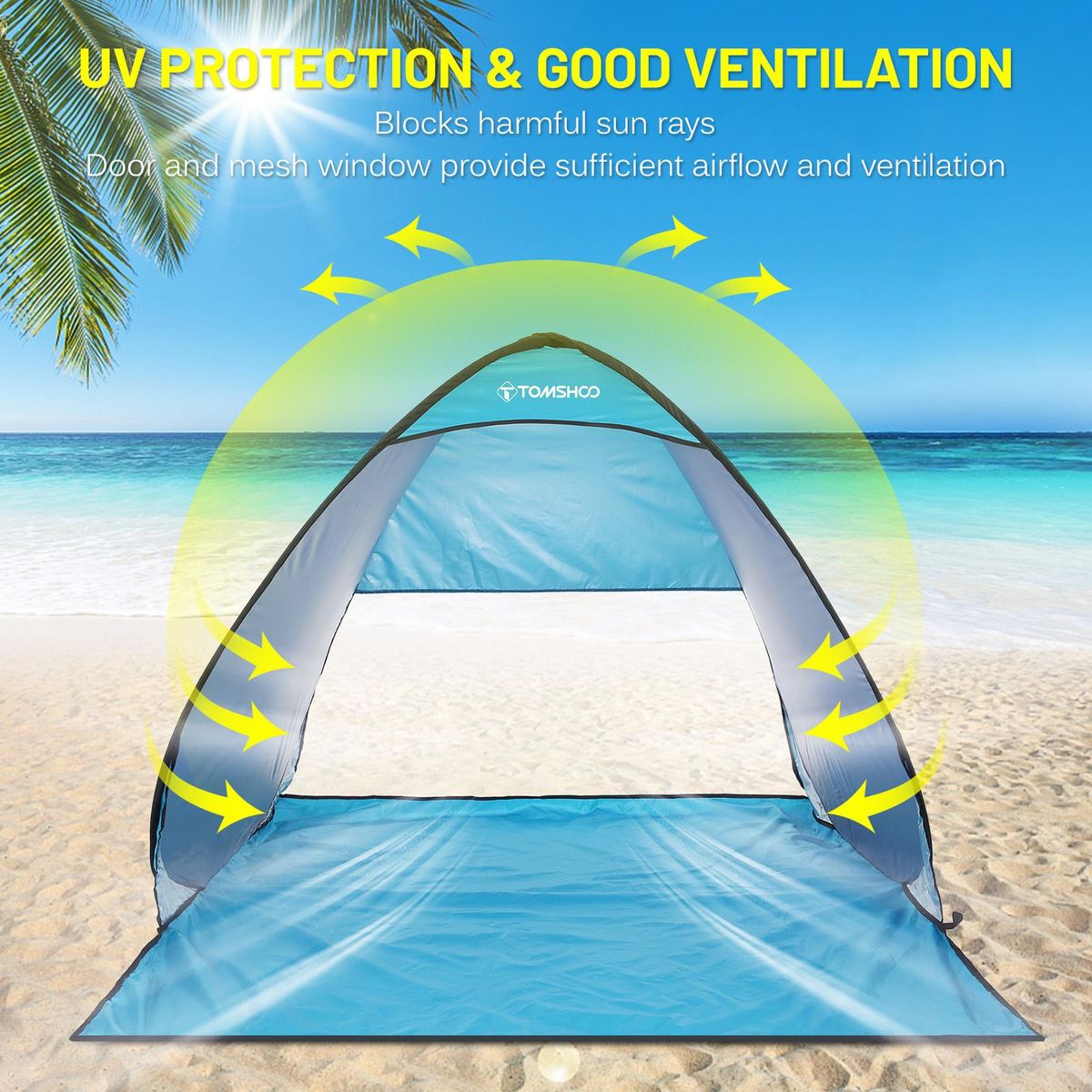 TOMSHOO Automatic Instant Pop Up Beach Tent Lightweight Outdoor Beach Shade Sun Shelter Tent Canopy Cabana with Carry Bag