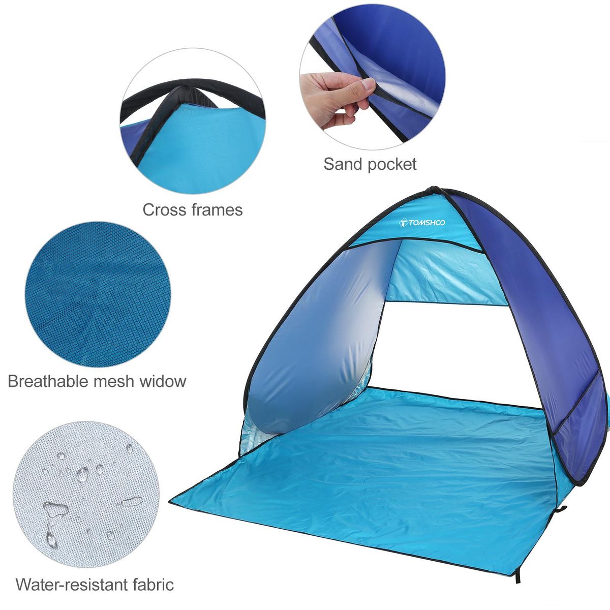 TOMSHOO Automatic Instant Pop Up Beach Tent Lightweight Outdoor Beach Shade Sun Shelter Tent Canopy Cabana with Carry Bag