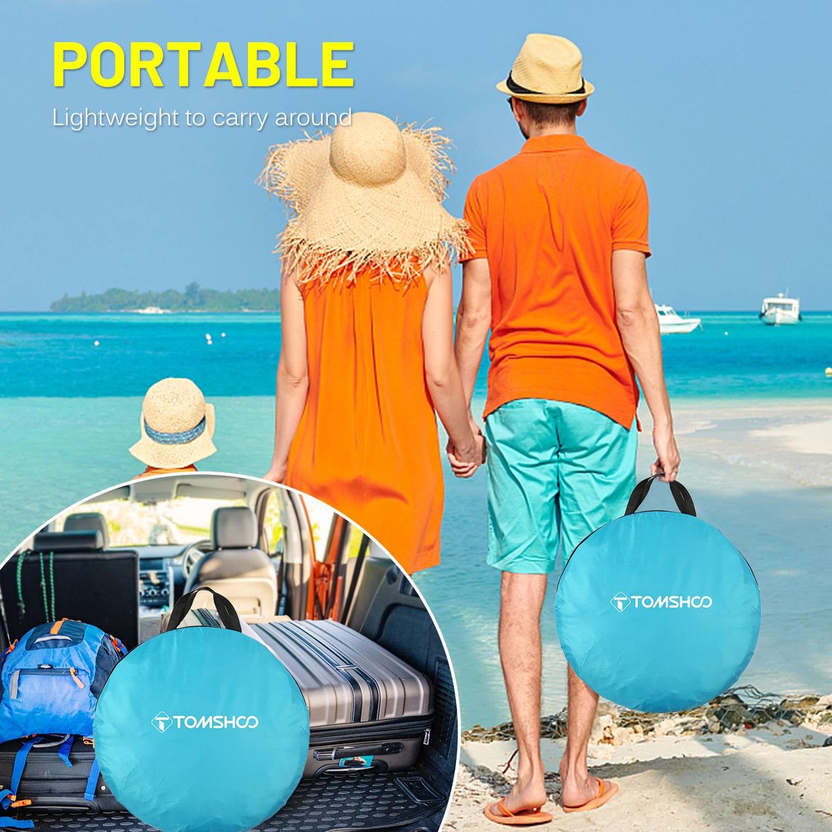 TOMSHOO Automatic Instant Pop Up Beach Tent Lightweight Outdoor Beach Shade Sun Shelter Tent Canopy Cabana with Carry Bag