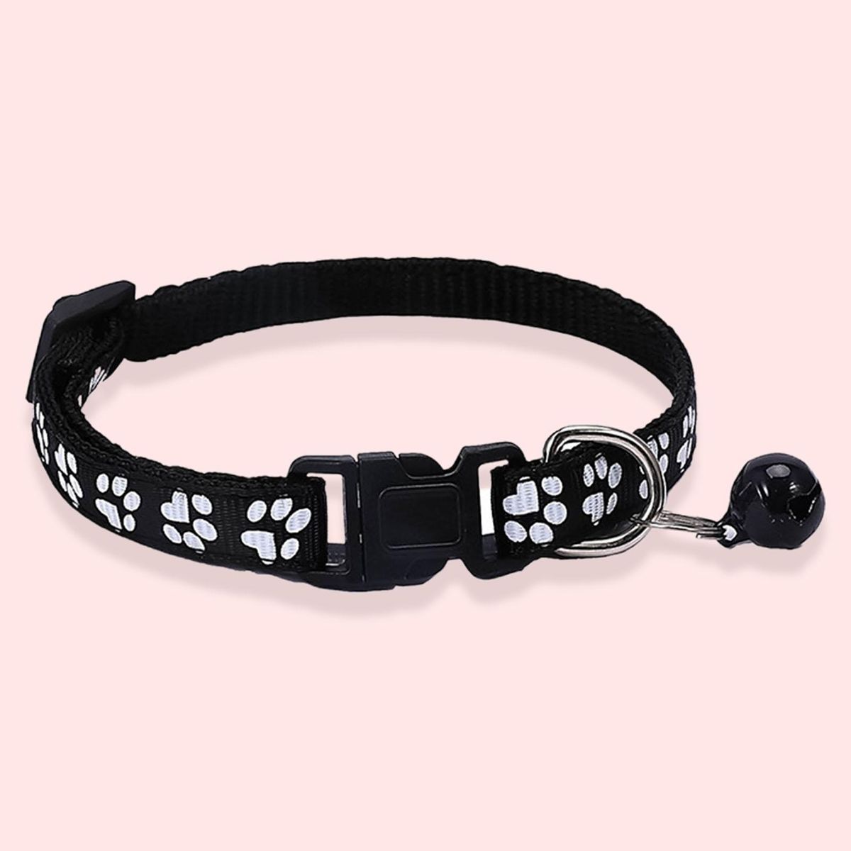 2Pcs Dog Neck Strap Paw Pattern Pet Cat Dog Collar Strap Black