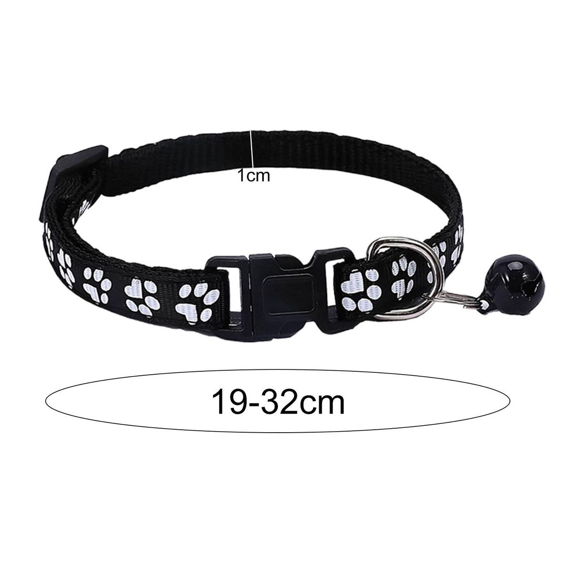 2Pcs Dog Neck Strap Paw Pattern Pet Cat Dog Collar Strap Black