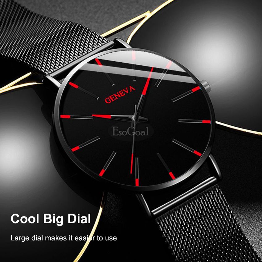 EsoGoal Men's Mesh Strap Watch Simple Fashion Big Dial