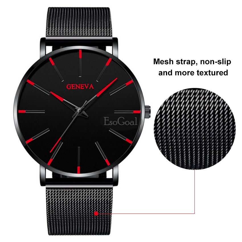 EsoGoal Men's Mesh Strap Watch Simple Fashion Big Dial