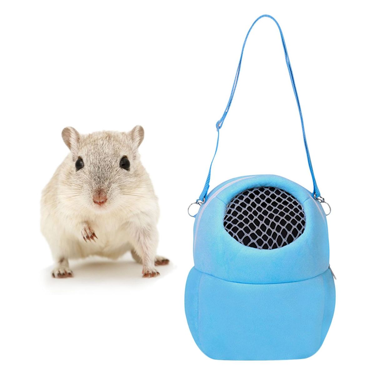 Rabbit Hamster Bird Rat Guinea Pet Carrier Travel Bag Blue 17x14cm