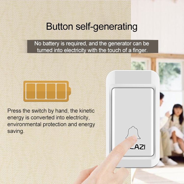 CACAZI A10G 1 Button 3 Receivers Wireless Home Cordless Bell