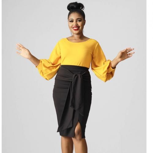 Ruth Bishop Sleeve Top And Vanessa Skirt Bundle-yellow/black