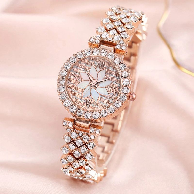 2 In 1 Rose Gold-Plated Female Watch And Bracelet