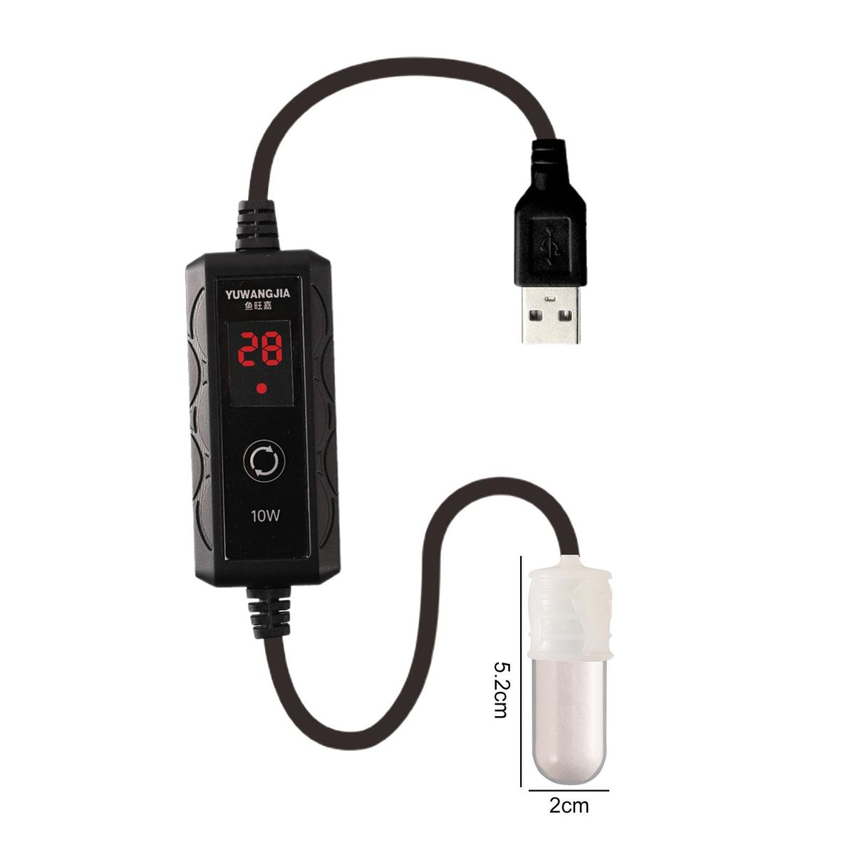 Aquarium Heating Rod Mini USB Submersible Aquarium Thermostat White