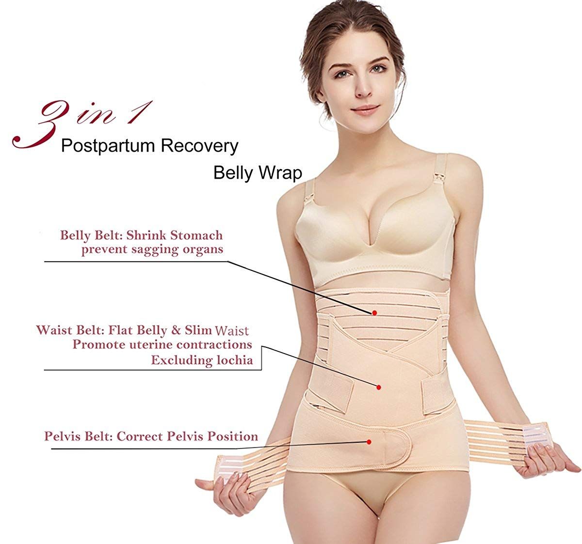 3 In 1 Postpartum Support - Recovery Belly Wrap Girdle Support Band Belt Body Shaper