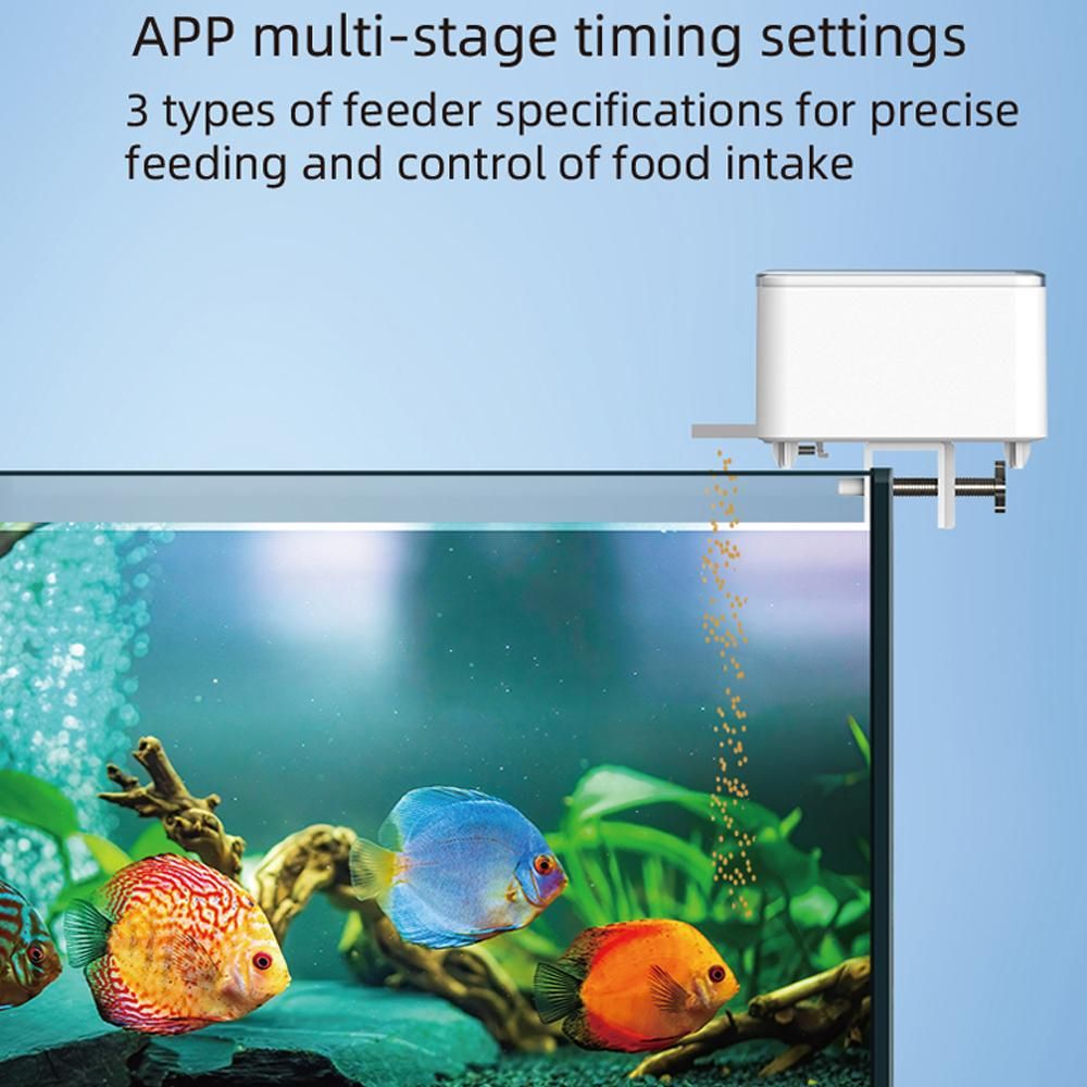 WiFi Intelligent Timing Automatic Feeder Aquarium Goldfish Feeder 100ML Large Capacity Fish Feeder Mobilephone APP Control