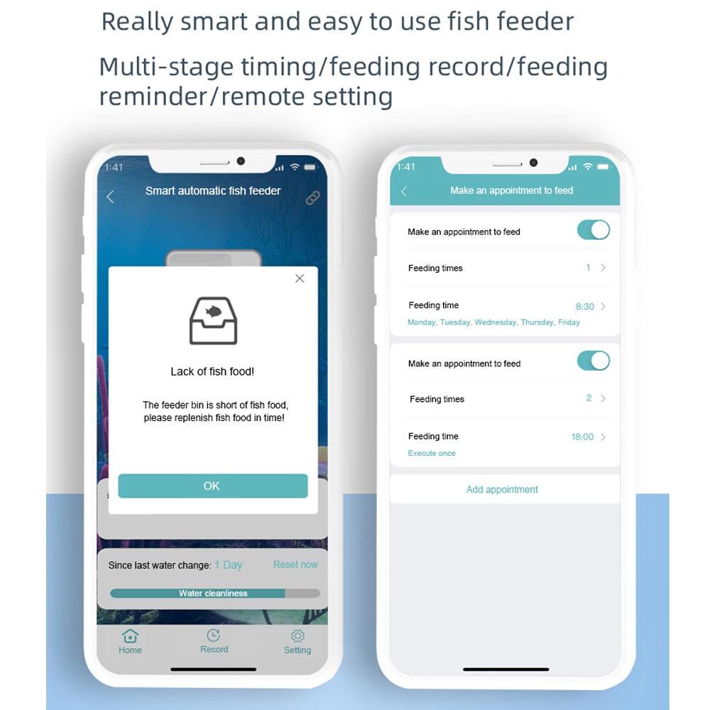WiFi Intelligent Timing Automatic Feeder Aquarium Goldfish Feeder 100ML Large Capacity Fish Feeder Mobilephone APP Control
