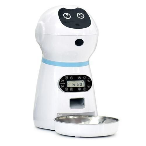 Automatic Pet Feeders Robot With Voice Record Stainless Steel Dog Food Bowl Auto Cat LCD Screen Timer Food Dispenser Newest