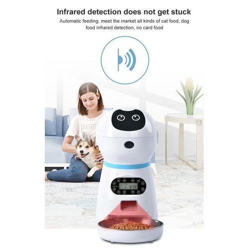 Automatic Pet Feeders Robot With Voice Record Stainless Steel Dog Food Bowl Auto Cat LCD Screen Timer Food Dispenser Newest