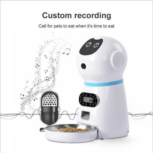 Automatic Pet Feeders Robot With Voice Record Stainless Steel Dog Food Bowl Auto Cat LCD Screen Timer Food Dispenser Newest