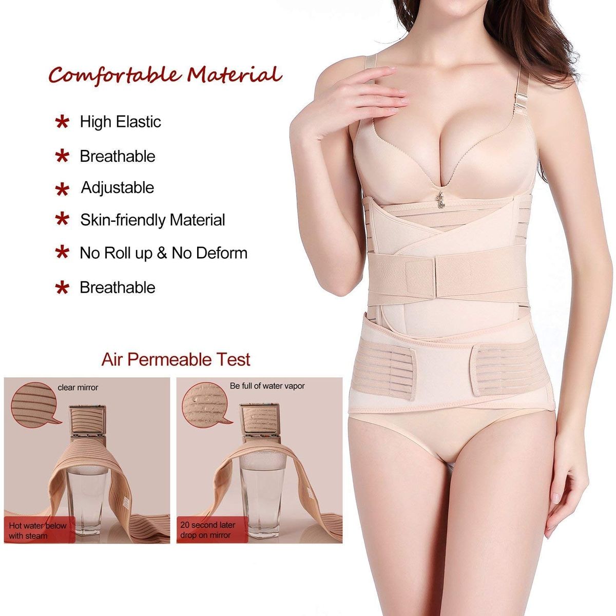 3 In 1 Postpartum Girdle Support Recovery Belly Wrap Postnatal C Section Belt
