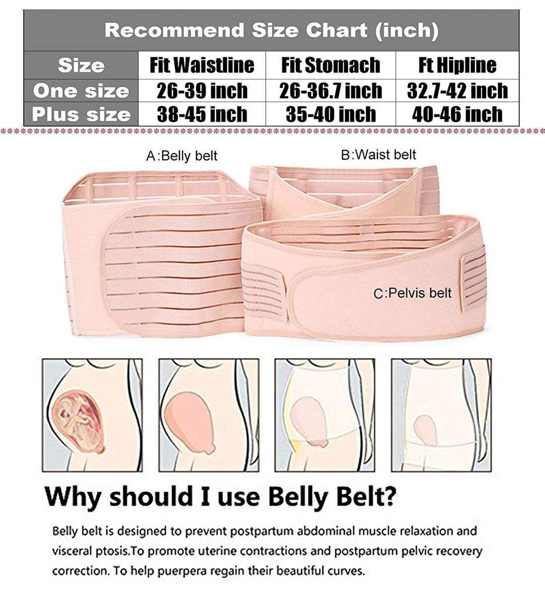 3 In 1 Postpartum Girdle Support Recovery Belly Wrap Postnatal C Section Belt