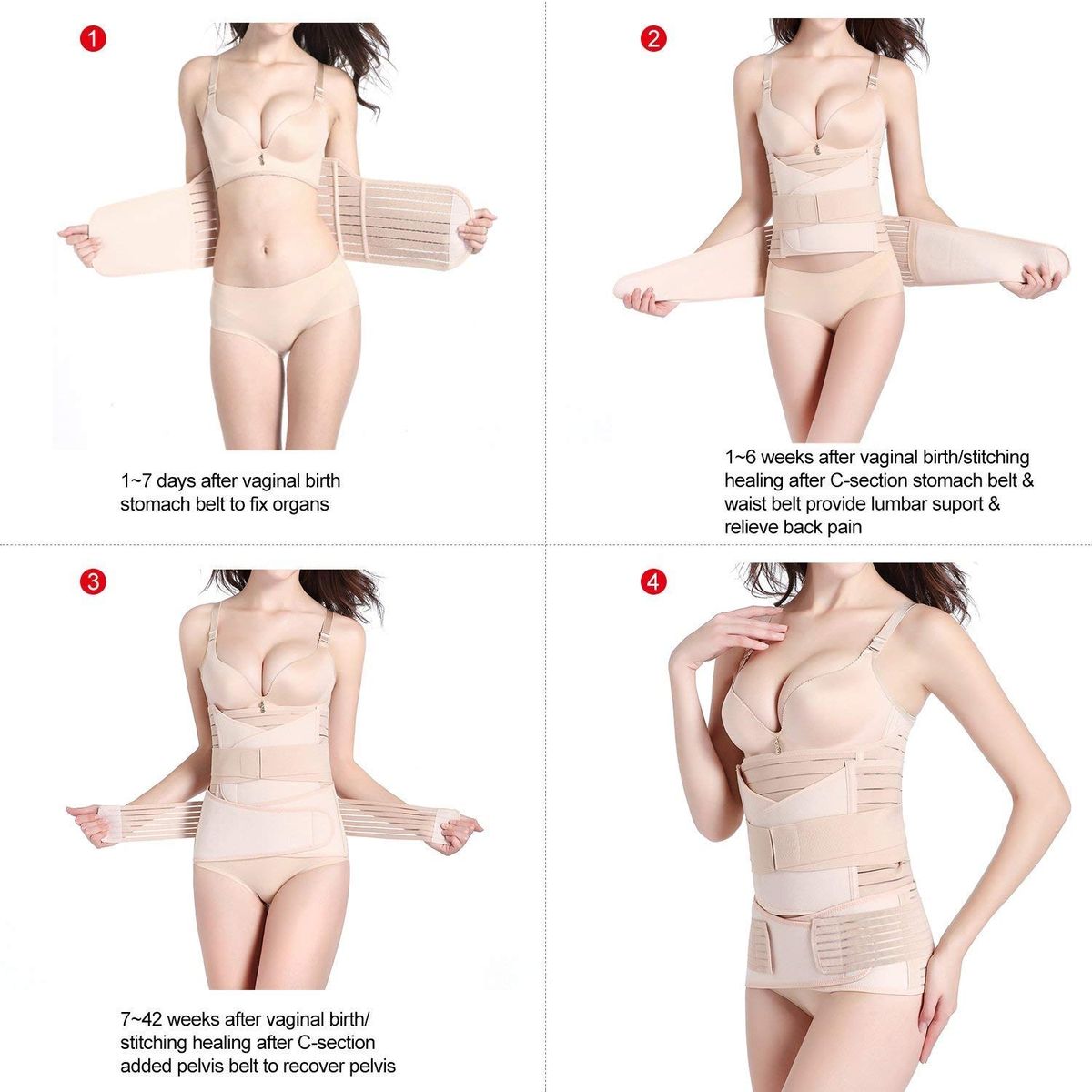 3 In 1 Postpartum Girdle Support Recovery Belly Wrap Postnatal C Section Belt