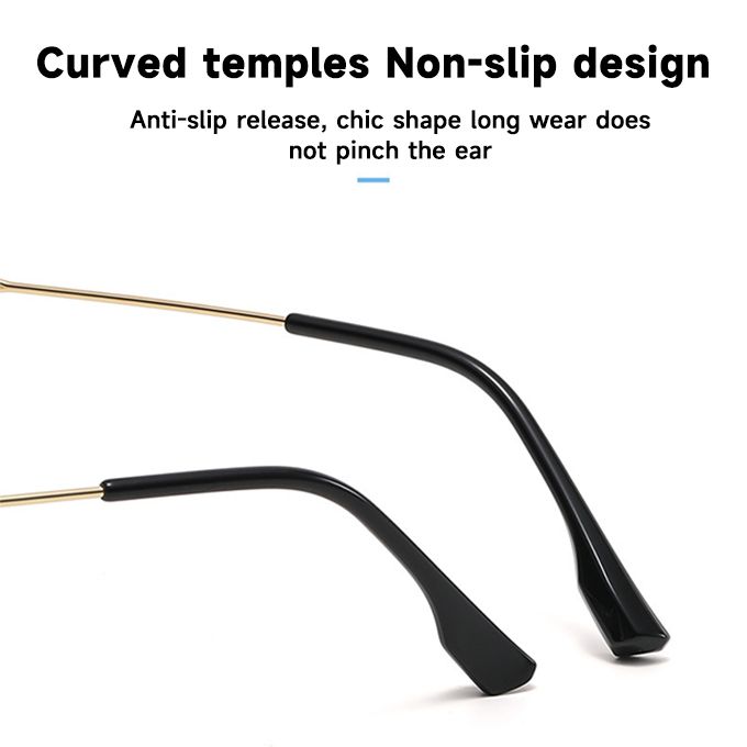 Anti-blue Color Glasses Stainless Steel Frame Anti-UV Sunglasses-Black